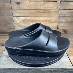 Oofos OOahh Mens Sz 10 Womens Sz 12 Sport Flex Slide Recovery Sandals Black